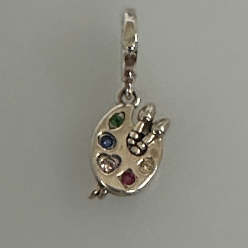Pandora Silver Artist Palette Charm with Colorful Accents